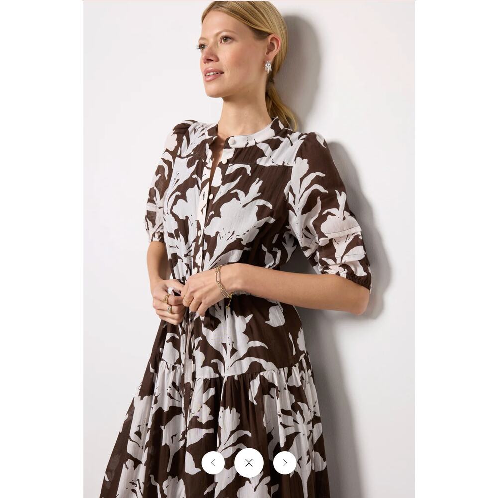 EMERSON FRY Evereve NWT Lucy Brown Floral Basque Dress // M - Picture 3 of 15